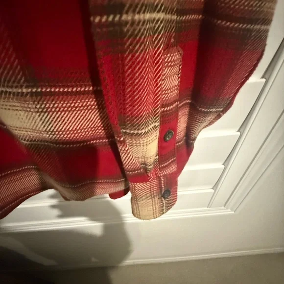 Orvis Red and Cream Plaid Shirt Heavyweight Flannel XL - Picture 7 of 8